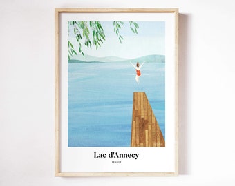 Lac d'Annecy Print by Henry Rivers | Lac d'Annecy Wall Art | Lac d'Annecy Art Poster