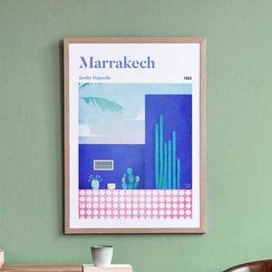 Marrakech Print by Henry Rivers | Jardin Majorelle Wall Art | Morocco Art Poster