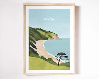 Devon, Blackpool Sands Beach Print by Henry Rivers  | Devon, Blackpool Sands Wall Art Print | Art Poster | Devon, Blackpool Sands