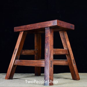 Chinese Antique Hand Carved Exquisite Rare Rosewood Inlaid Shell Maza Stool Ornament