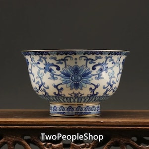 Blue and white porcelain lotus twig bowl antique collection porcelain home decoration