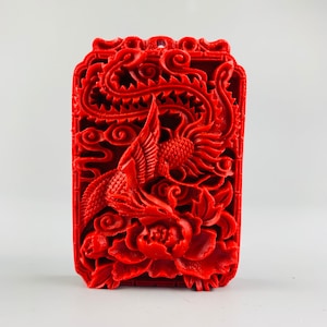 Chinese ancient collection of natural cinnabar pendants, pure handmade exquisite Phoenix