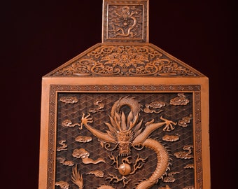 Chinese Antique Collection Exquisite and Rare Lacquerware Carved Lacquer Dragon Pattern Print Box Ornaments