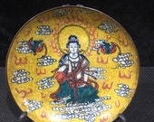 Chinese antique hand-painted Doucai Guanyin plate made during the Kangxi reign of the Qing Dynasty