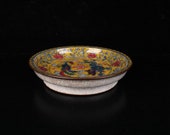 Chinese antique Qing Kangxi style multicolored dragon and phoenix high-leg plate