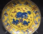 Chinese antique hand-painted bucket color plate in the Kangxi reign of the Qing dynasty