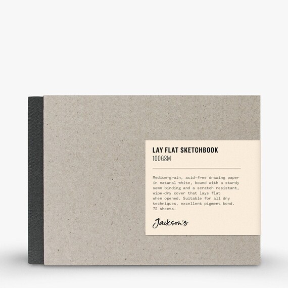 Jackson's : Lay-Flat Hardcover Sketchbook 100gsm 72 Sheets 15x12cm (Apx.6x5in) Landscape, Stitched Pad for Artists and Students