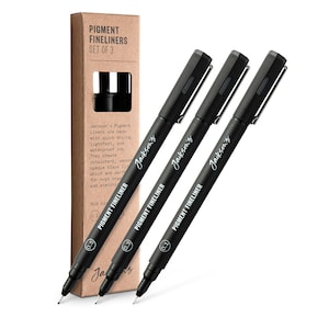 Jackson&#39;s Pigment Fineliner Set of 3 : 0.1, 0.3, 0.5, Smooth, Waterproof Ink for Drawing & Sketching Artists and Students