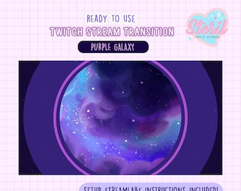 T-3 / Twitch Stinger Transition /  Purple Galaxy / sky / magic / moon / star / Aesthetic / Streamer / Streamer Graphics / overlays / nebula