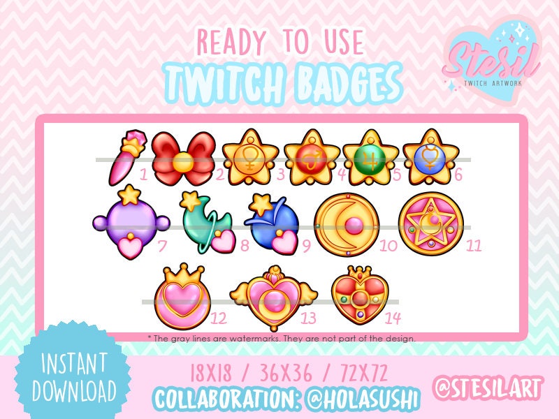 Twitch Sub Badges / Sailor Moon x 14 Badges or x 06 badges