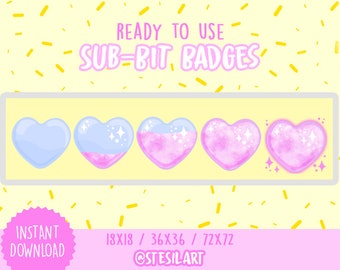 BG-17 / Twitch Sub Badges / Bit Badges / Heart Bottle / Galaxy / kawaii / baby pink / Cheer Bit Badges