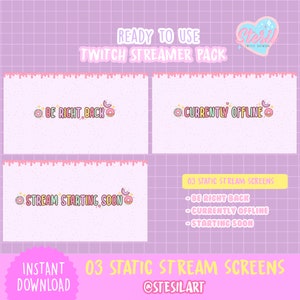 S-31 / Twitch Stream Bildschirme Donuts / Pastell / Kawaii / Streamer / Start Soon / Aktuell aus / Be right back / Streamer Graphics