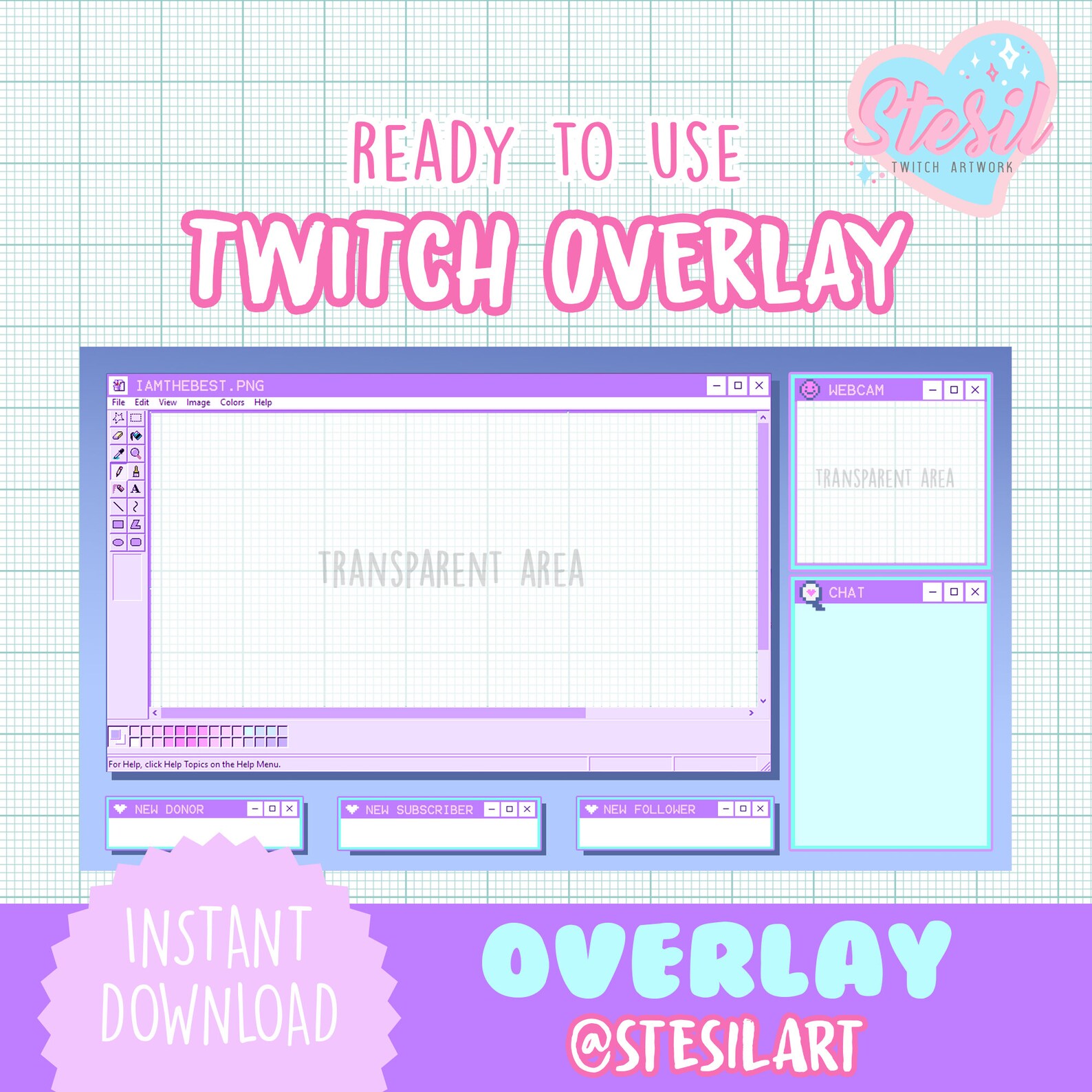 Twitch Overlay / Aesthetic / Kawaii / Streamer / Paint / | Etsy