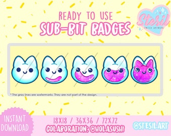 VBG-29 / Twitch Sub Badges / Bit Badges / Kitty / Cat / kawaii / Paw / Cheer Bit Badges / Bottle