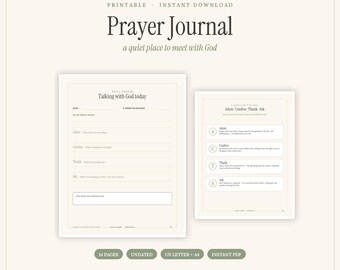 Prayer Journal Printable for Women, Christian Prayer Planner, ACTS Prayer Guide, Answered Prayer List, Grace Not Guilt, Instant PDF Download