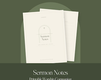 Sermon Notes Printable | Church Notes Template, Worship Journal Page, Bible Note Taking Sheet, Christian Sunday Service PDF