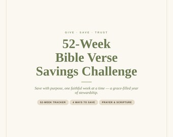 52 Week Savings Challenge Printable, Christian Bible Verse Money Saver, Faith Budget Tracker for Women, Sinking Funds PDF Download