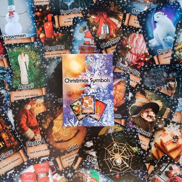 Christmas Symbols, Oracle cards, divination, spiritual, christmas gift, xmas, x mas, daily guidance, tarot New Year deck, winter oracle