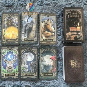 Tarot Familiars, Cat Tarot Deck, Divination, Metaphoric Associative Cards, Art nouveau tarot, Esoterics, Oracle