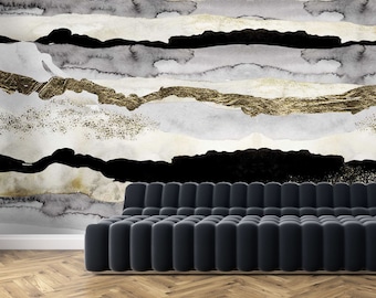 Ombre Black and Gold Wallpaper - Art Wallpaper - Black and Gold Wallpaper - WIV 461