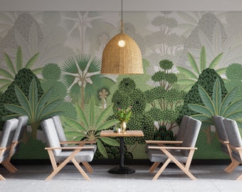 Eden Wallpaper - Fondo de pantalla de decoración india - Decoración de pared de árbol indio tropical - Fiesta en el jardín - WIV 691