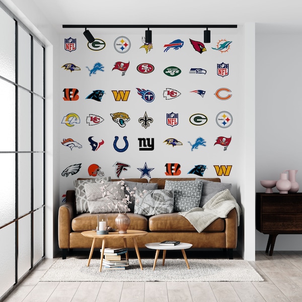 NFL Decor Wallpaper, Hype Room, American Football Wallpaper, Sporty Wallpaper, Sports Wallpaper, NFL Fan Wall Mural, WIV 918