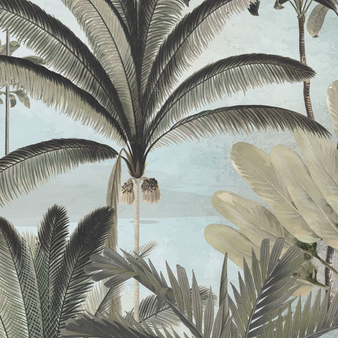 Palm tree Garden Tropical vintage wallpaper Palm tree | Etsy
