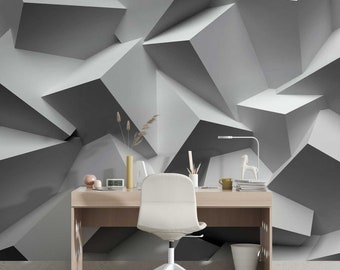 Visio Wallpaper - Peel and Stick Wallpaper - 3D Effect Wall Mural - Geometric Pattern Wallpaper - Contemporary Style Mural - WIV 537