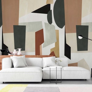 Bohemian Shapes Wallpaper - Peel and Stick Wallpaper - Earthy Colors Wall Mural - WIV 757