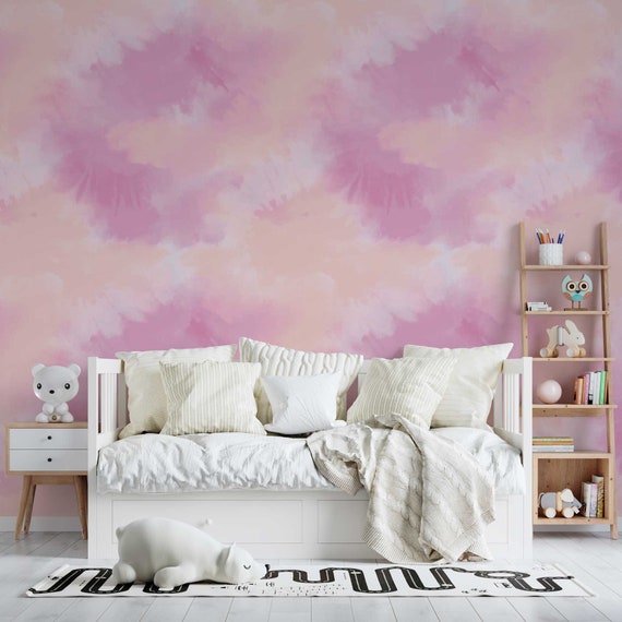 Tie Dye Girly Wallpaper - Blush Wallpaper - Pink Wallpaper - Removable Wallpaper Teenager Wallpaper - WIV 488