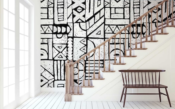 Black and White Big Print Wallpaper African Wallpaper - Etsy