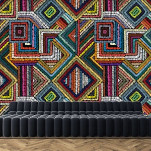 Colorful Wallpaper - African Wall Mural - Bold Color Wallpaper - Inspired by Africa&#39;s Colors - Removable Colorful Wallpaper - WIV 101