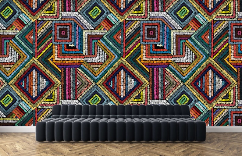 Colorful Wallpaper African Wall Mural Bold Color Wallpaper Etsy