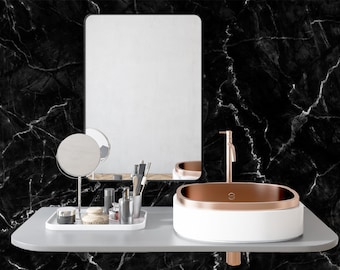 Calcatta Black Marble Wallpaper, Modern Art Wallpaper, Abstract Marble Wallpaper, Marble Liquid Ink Effect, Marble Texture Wall WIV 296