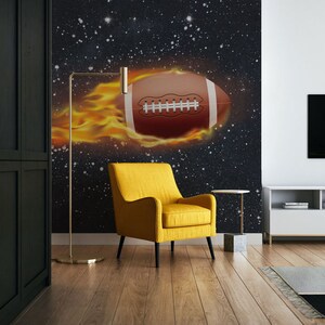 American Football Wall Mural, Fireball, Rugby Wallpaper, Kid&#39;s Boys Room, Sports Wallpaper, Football Wall Decor, Sports Wallpaper - WIV 890