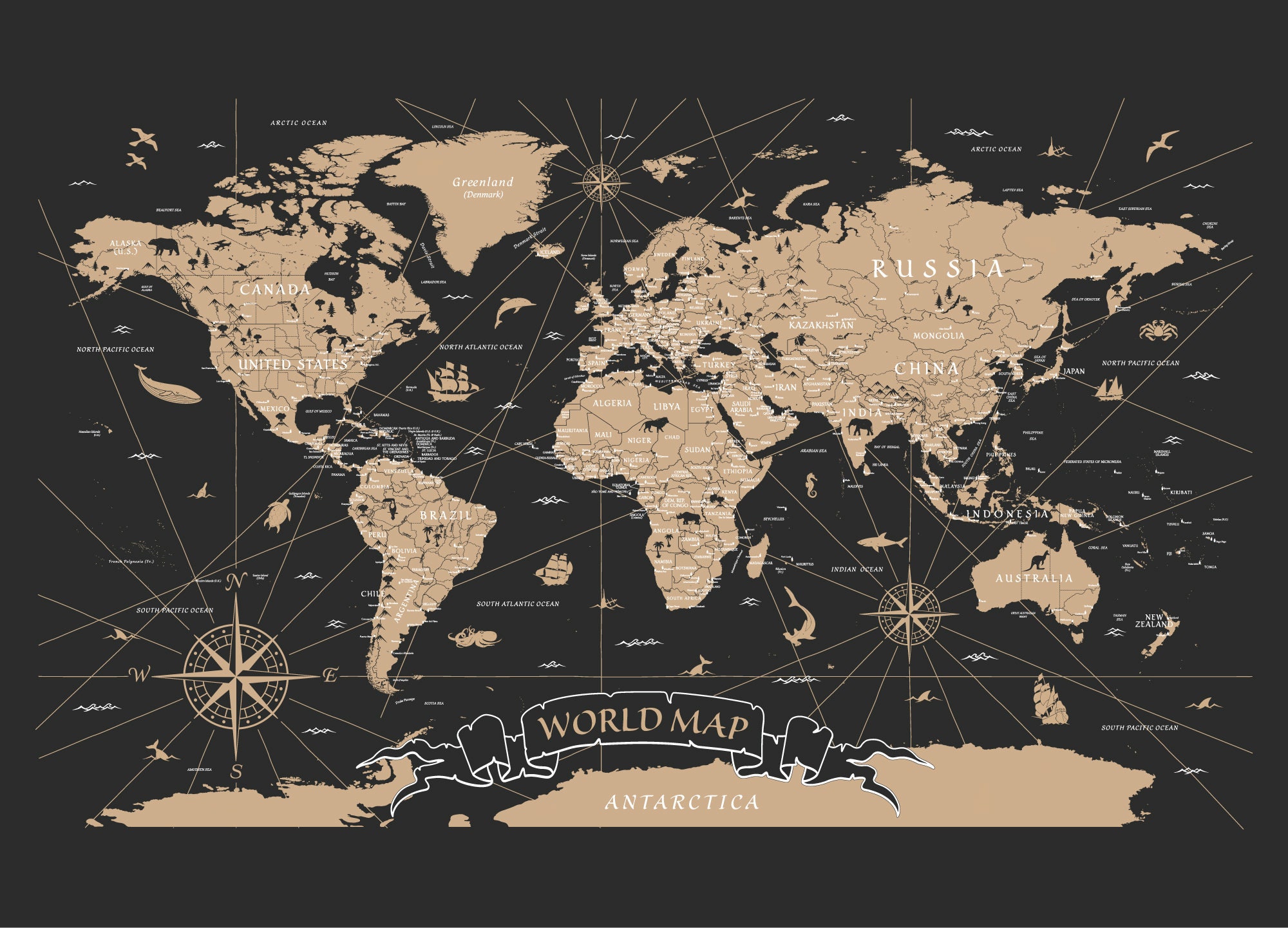 Atlas Map Wallpaper, Library Decor, Travel Map, Vintage World Map ...
