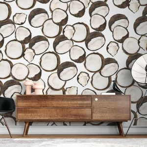Coconut Wallpaper - Coastal Wallpaper - Coconut Peel & Stick Wallpaper - Earthy Wallpaper - Beachy Wallpaper - WIV 516