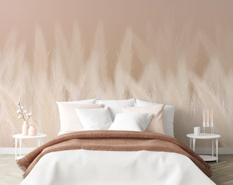 Wheat Grass Field - Pampa Wallpaper - Pampa Grass Wallpaper - Blush Floral Nude Color Wall Mural -Removable Pampa Grass - WIV 54