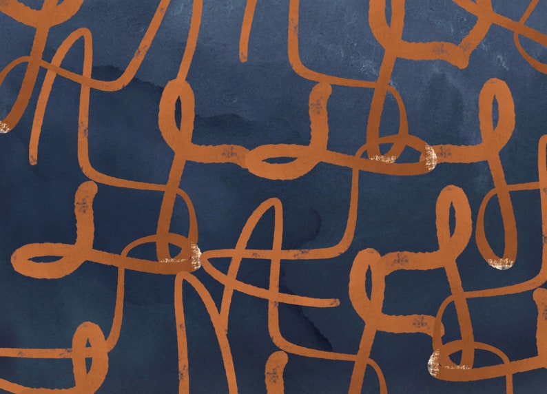 Terracotta Wallpaper Graphic Wallpaper Navy Blue Wall Etsy