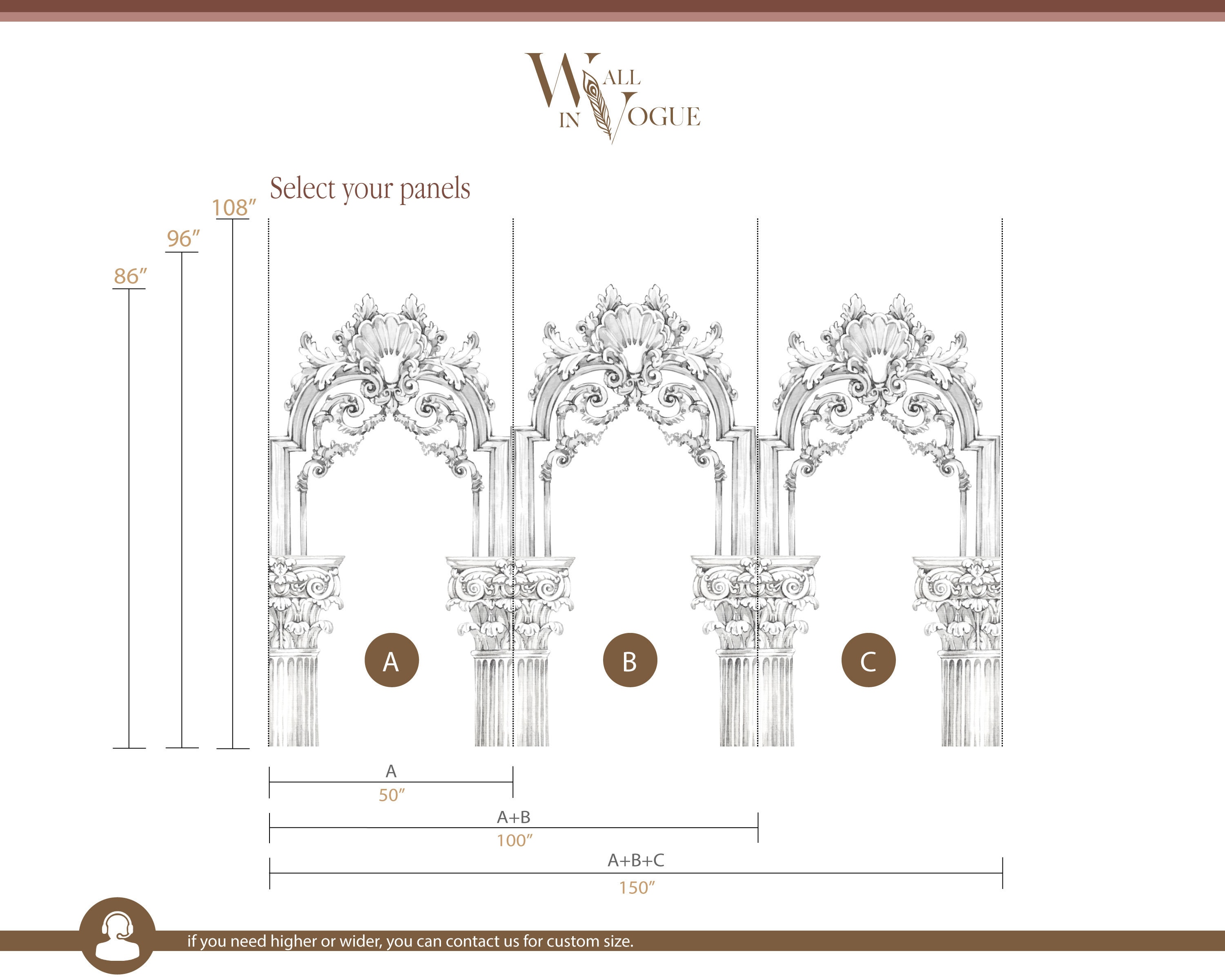 Molding Wallpaper French Moding Monument Wallpaper-arches | Etsy
