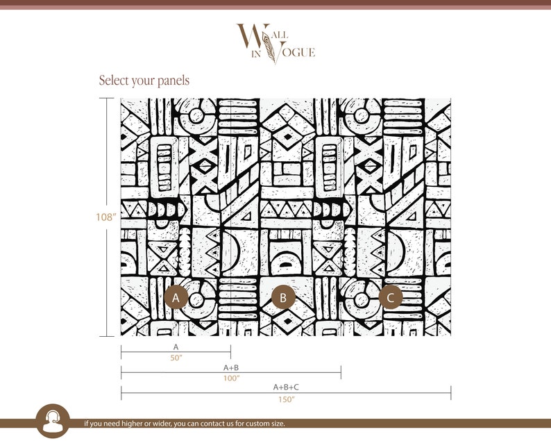 Black and White Big Print Wallpaper African Wallpaper Etsy