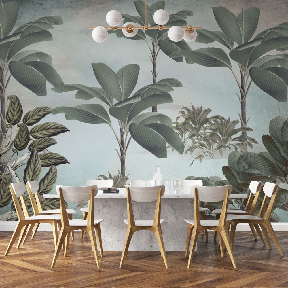 Rainforest Wallpaper tropical Vintage Decor Wallpaper wall Etsy