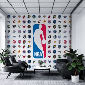 NBA Decor Wallpaper, Hype Room, Basketball Wallpaper, Sporty Wallpaper, Sports Wallpaper, NBA Fan, WIV 917