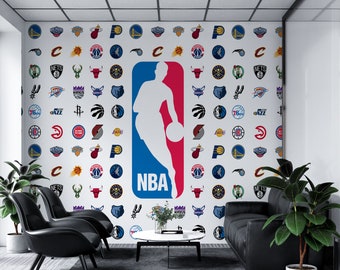 NBA Decor Wallpaper, Hype Room, Basketball Wallpaper, Sporty Wallpaper, Sports Wallpaper, NBA Fan, WIV 917