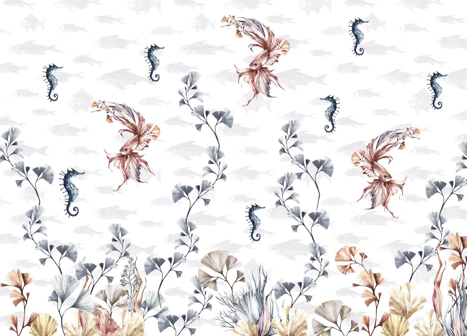 Sea Wallpaper - Fishes Wall Mural - Coral Reef Wall Decor - Belize Reef ...