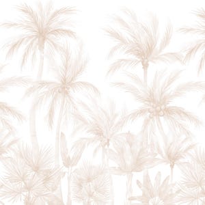 Soft Palm Trees Wallpaper, Beige Forest Landscape Wall Mural, Room