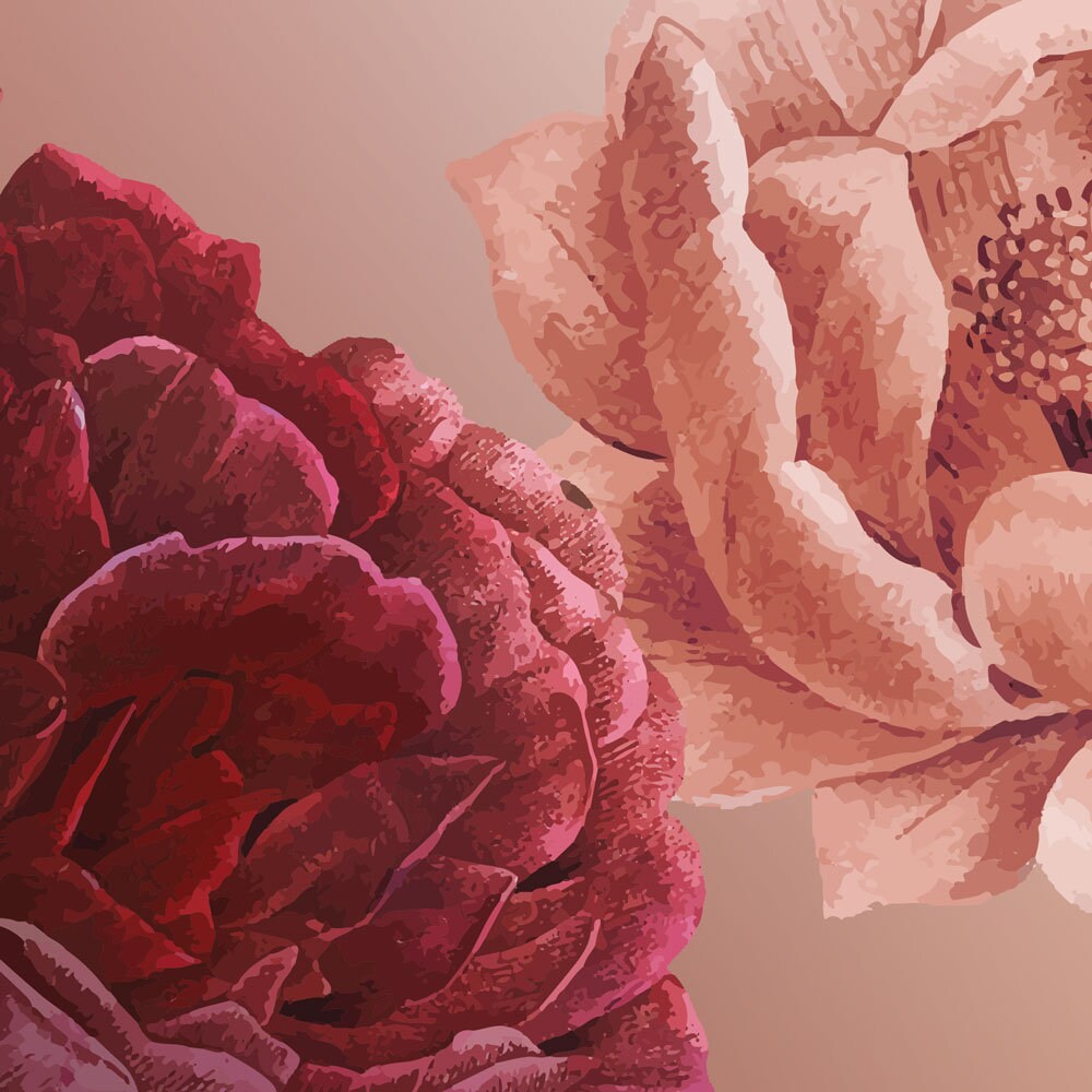 Terracotta Roses big Roses Red and Pink Wall Mural Giant Etsy