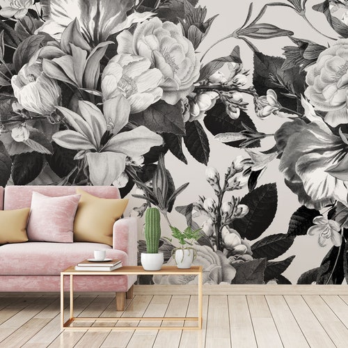 Black and White Big Print Wallpaper African Wallpaper Etsy