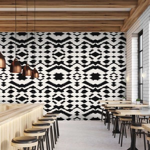 Ethnic Wallpaper - Pattern Wallpaper Black and White Illustration - Black and White Bohemian Wallpaper - WIV 323