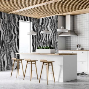 Zebra Animal Print  Removable - Peel and Stick  Zebra Print - Fur Wallpaper Black and White - Wall Paper or  Self Adhesive WIV  79